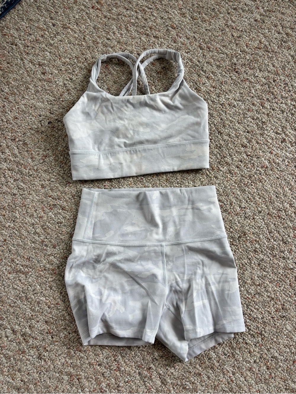 lululemon athletica Light Gray Camouflage Athletic Shorts Set